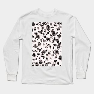 Tripple Terrazzo - Rose Pink Black  White Modern Speckle Pattern Long Sleeve T-Shirt